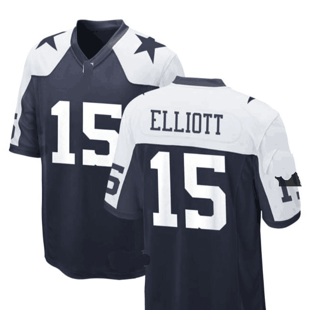 D.Cowboys #15 Ezekiel Elliott  Jersey - Navy White Stitched American Football Jerseys
