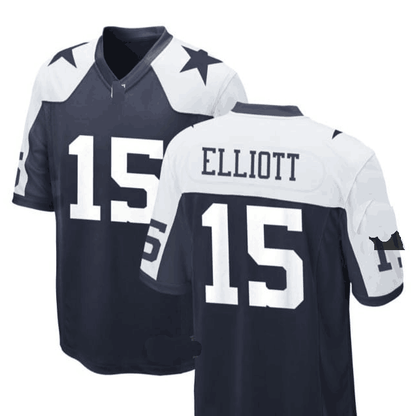 D.Cowboys #15 Ezekiel Elliott  Jersey - Navy White Stitched American Football Jerseys