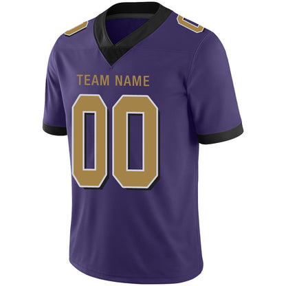 Custom B.Raven Men's American Purple Color Rush Vapor Limited Stitched Football Jersey