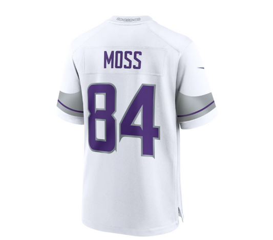 MN.Vikings #84 Randy Moss Alternate Retired Player Game Jersey - White American Football Jerseys）