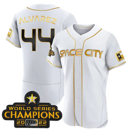 #44 Yordan Alvarez Houston Astros white 2023 SPACE CITY CHAMPIONS FLEX JERSEY ¡§C ALL STITCHED Baseball Jerseys