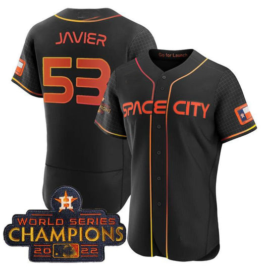 #53 Cristian Javier Houston Astros BLACK 2023 SPACE CITY CHAMPIONS FLEX JERSEY ¡§C ALL STITCHED Baseball Jerseys