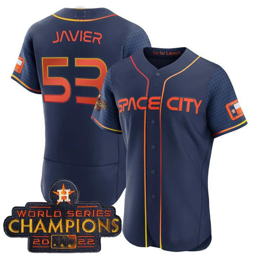 #53 Cristian Javier Houston Astros BLUE 2023 SPACE CITY CHAMPIONS FLEX JERSEY ¡§C ALL STITCHED Baseball Jerseys