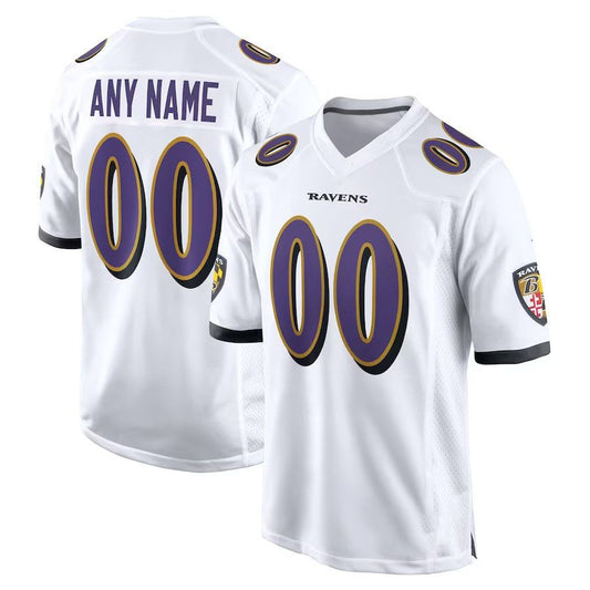 Custom B.Raven 2024 White Game American Stitched Football Jersey