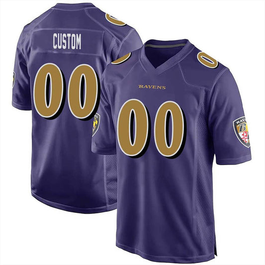 Custom B.Raven 2024 Color Rush Purple Game American Stitched Football Jersey