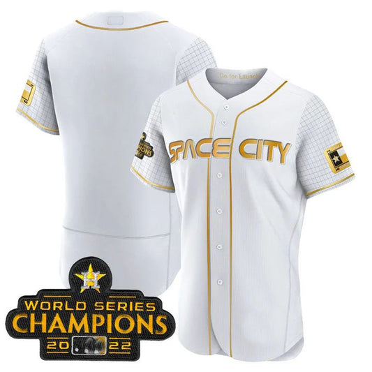Houston Astros WHITE 2023 SPACE CITY CHAMPIONS FLEX JERSEY ¡§C ALL STITCHED Baseball Jerseys