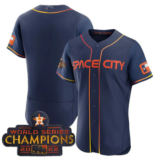 Houston Astros BLUE 2023 SPACE CITY CHAMPIONS FLEX JERSEY ¡§C ALL STITCHED Baseball Jerseys