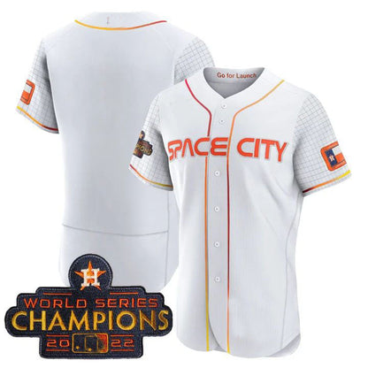 Houston Astros WHITE 2023 SPACE CITY CHAMPIONS FLEX JERSEY ¡§C ALL STITCHED Baseball Jerseys