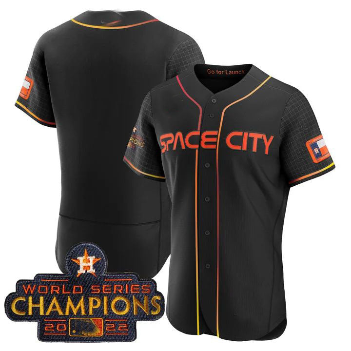 Houston Astros BLACK 2023 SPACE CITY CHAMPIONS FLEX JERSEY ¡§C ALL STITCHED Baseball Jerseys