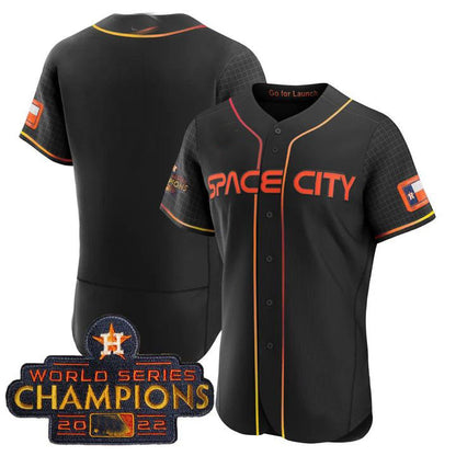 Houston Astros BLACK 2023 SPACE CITY CHAMPIONS FLEX JERSEY ¡§C ALL STITCHED Baseball Jerseys