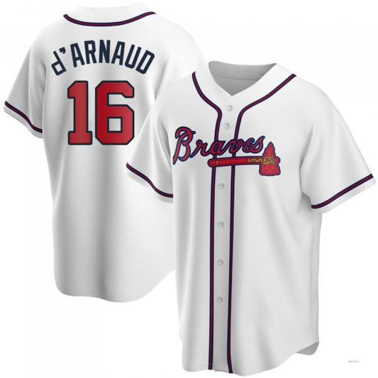 Atlanta Braves #16 Travis d?¡¥Arnaud White Home Jersey Stitches Baseball Jerseys