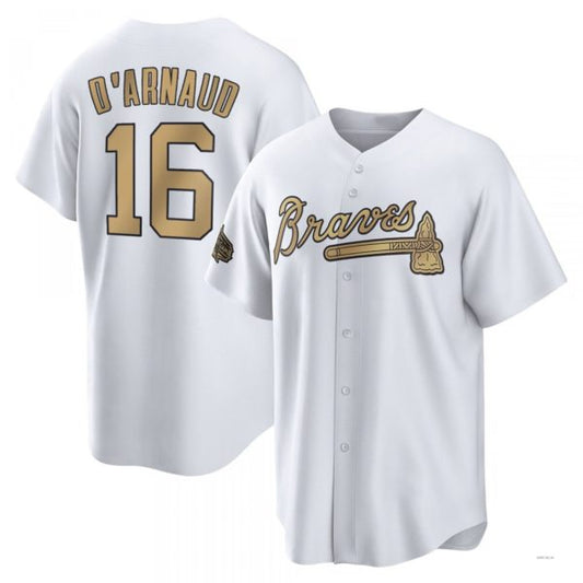 Atlanta Braves #16 Travis d?¡¥Arnaud White Replica 2022 All-Star Jersey Stitches Baseball Jerseys