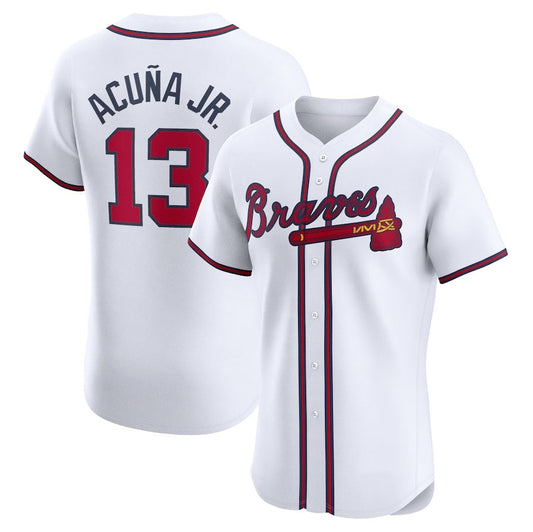 Atlanta Braves #13 Ronald Acuña Jr. Home Elite Jersey - White Baseball Jerseys