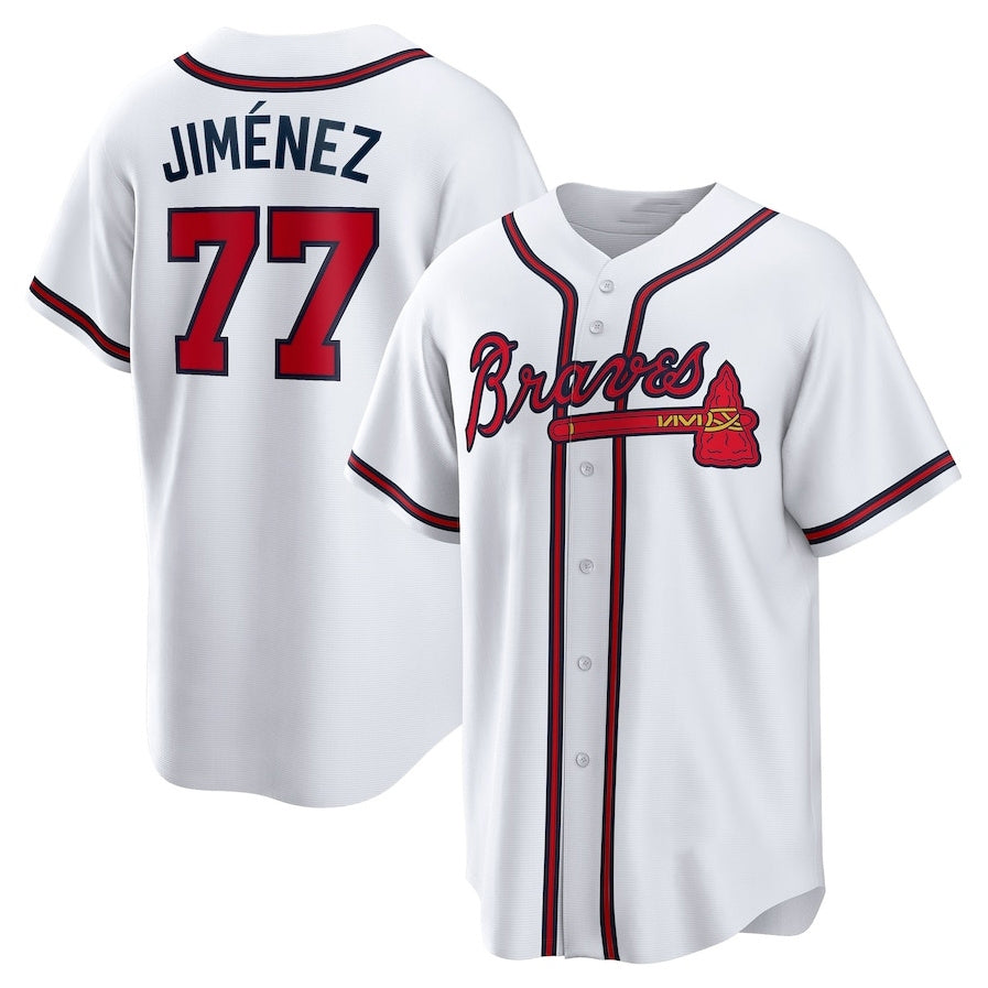 Atlanta Braves #77 Joe Jiménez Home Replica Player Jersey - White Baseball Jerseys