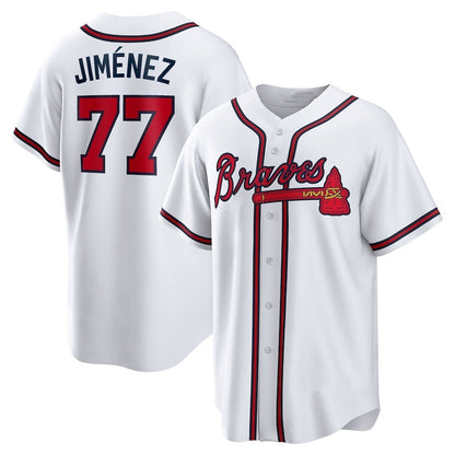 Atlanta Braves #77 Joe Jiménez Home Replica Player Jersey - White Baseball Jerseys