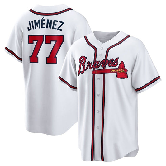 Atlanta Braves #77 Joe Jiménez Home Replica Player Jersey - White Baseball Jerseys