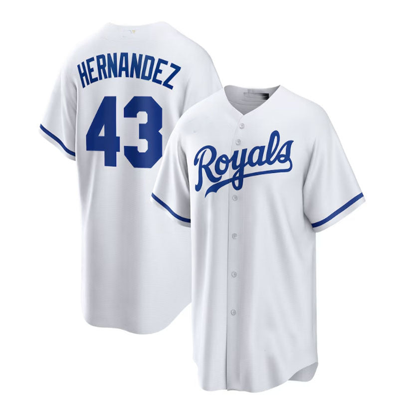 Kansas City Royals #43 Carlos Hern¡§¡éndez Home Replica Player Jersey - White Baseball Jerseys