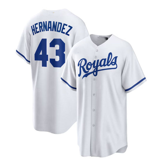Kansas City Royals #43 Carlos Hern¡§¡éndez Home Replica Player Jersey - White Baseball Jerseys