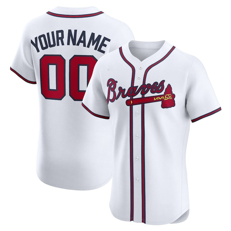 Custom Atlanta Braves Home Elite Jersey – White Baseball Jerseys
