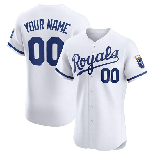 Custom Kansas City Royals Home Elite Jersey – White Stitched Baseball Jersey