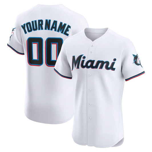 Custom Miami Marlins Home Elite Jersey – White Stitched Baseball Jersey