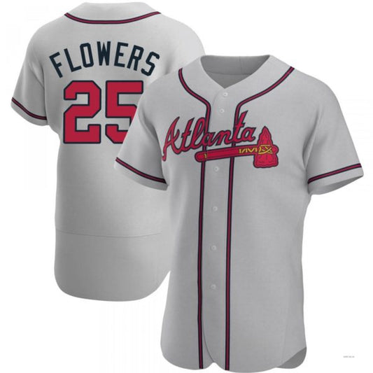 Atlanta Braves #25 Tyler Flowers Gray Road Jersey Stitches Baseball Jerseys