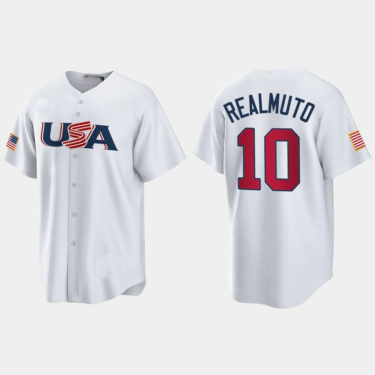 #10 J.T. REALMUTO PHILADELPHIA PHILLIES 2023 WORLD BASEBALL CLASSIC USA REPLICA JERSEY ¡§C WHITE Stitches Baseball Jerseys
