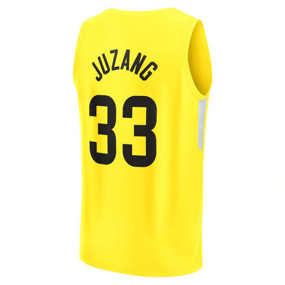 U.Jazz #33 Johnny Juzang Fanatics Branded 2022-23 Fast Break Replica Player Jersey  Icon Edition Yellow Stitched American Basketball Jersey
