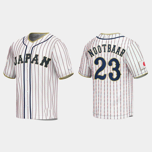 #23 LARS NOOTBAAR JAPAN BASEBALL 2023 WORLD BASEBALL CLASSIC JERSEY ¡§C WHITE Stitches Baseball Jerseys