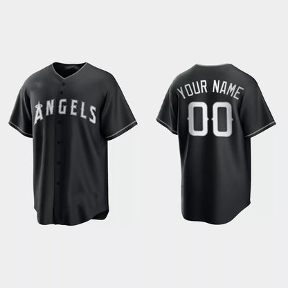 Custom Los Angeles Angels 2021 All Black Fashion Replica Jersey ¡§C Black White Stitched Baseball Jerseys