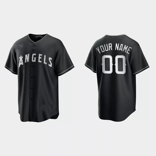 Custom Los Angeles Angels 2021 All Black Fashion Replica Jersey ¡§C Black White Stitched Baseball Jerseys