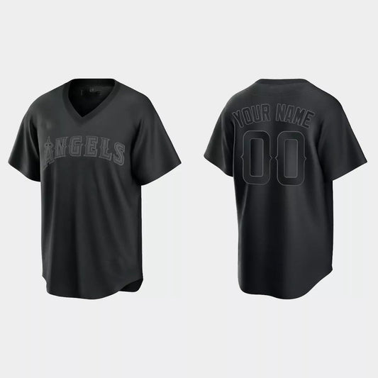 Custom Los Angeles Angels Pitch Black Fashion Replica Jersey ¡§C Black Stitched Baseball Jerseys