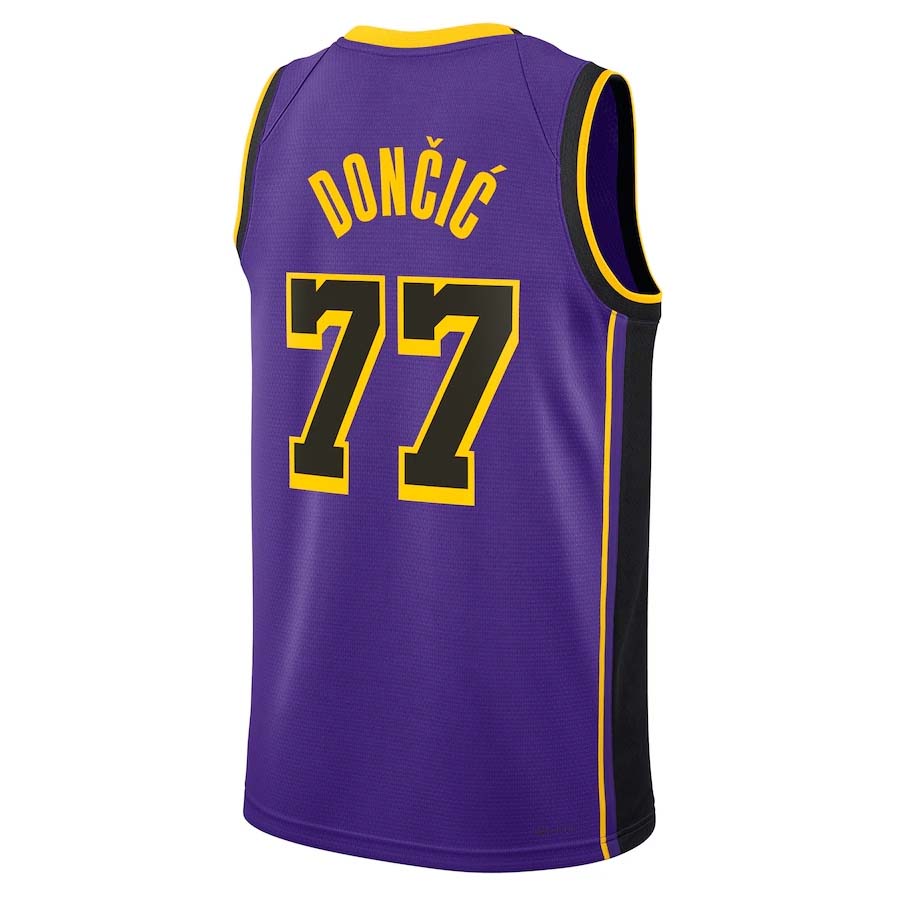 LA.Lakers #77 Luka Dončić  Statement Edition Swingman Jersey - Purple Stitched American Basketball Jersey