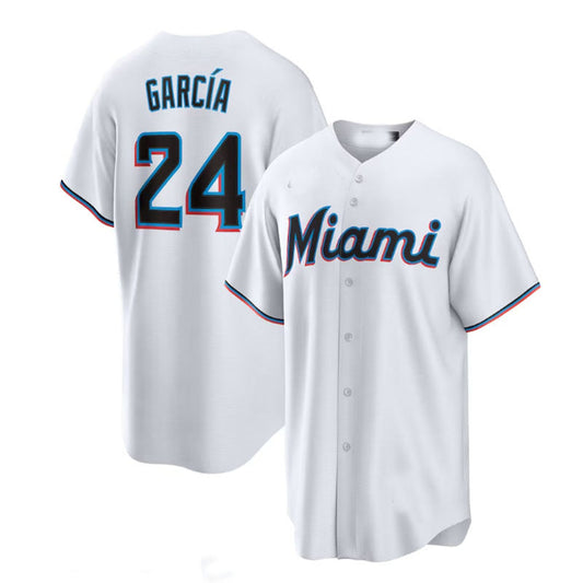 Miami Marlins #24 Avisa¡§al Garc¡§aa White Home Replica Player Jersey Baseball Jerseys