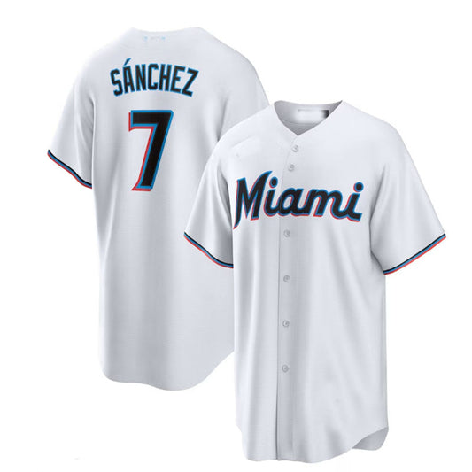 Miami Marlins #7 Jes¡§2s S¡§¡énchez White Home Replica Player Jersey Baseball Jerseys