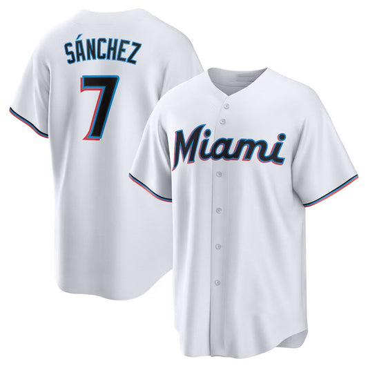 Miami Marlins #7 Jesús Sánchez Home Replica Player Jersey - White Stitched Baseball Jersey