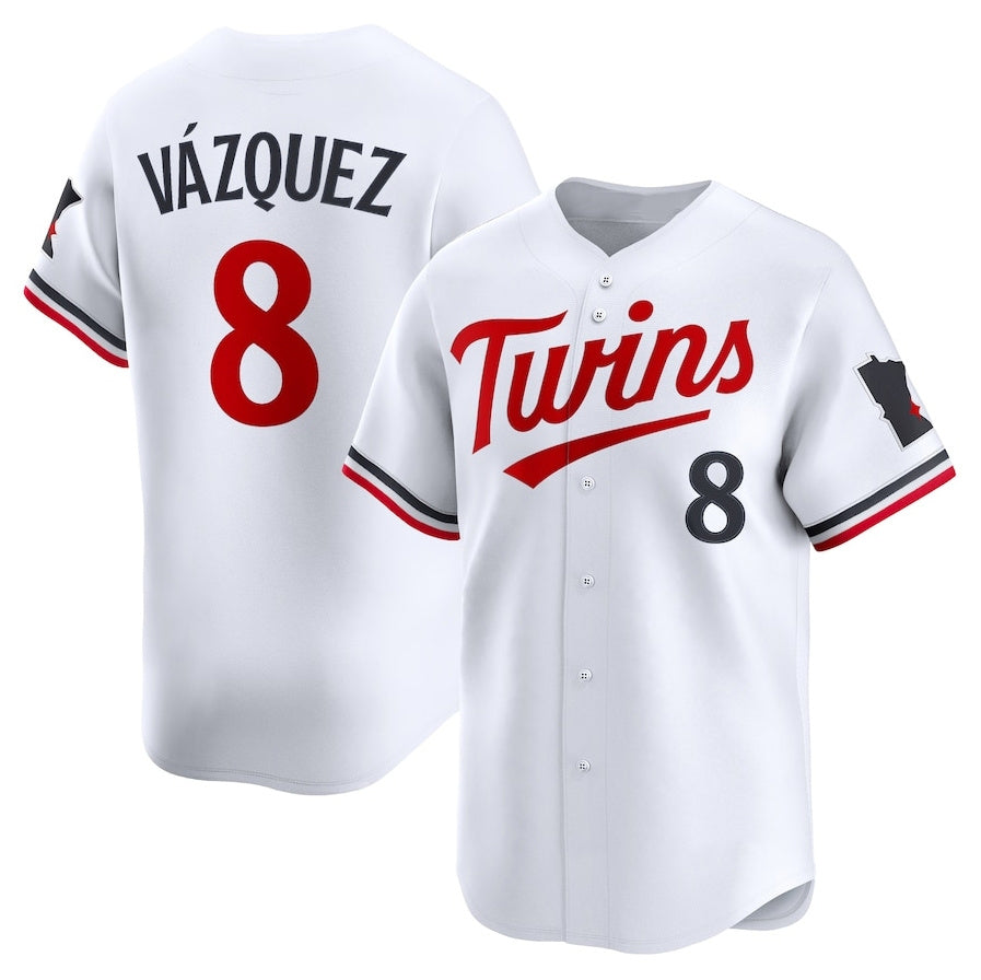 Minnesota Twins #8 Christian Vázquez Home Limited Jersey - White Stitched Baseball Jersey