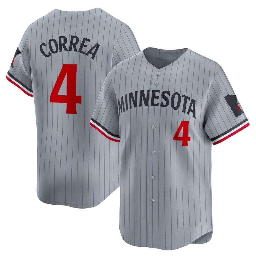 Minnesota Twins #4 Carlos Correa Road Limited Player Jersey – Gray Stitched Baseball Jersey