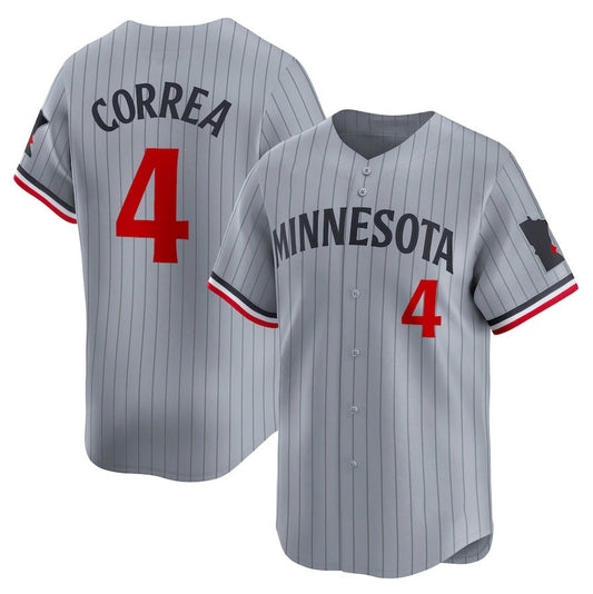 Minnesota Twins #4 Carlos Correa Road Limited Player Jersey – Gray Stitched Baseball Jersey