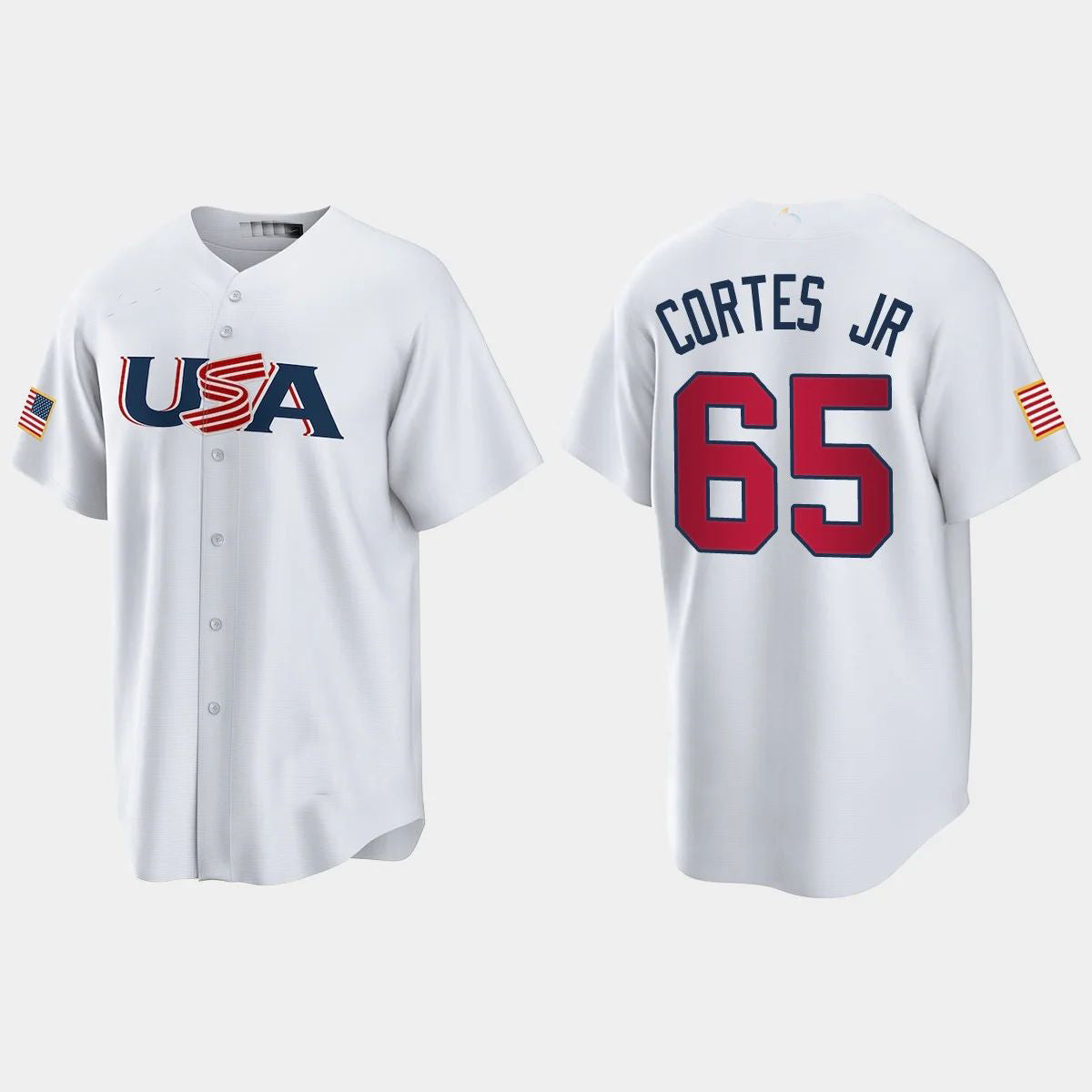 #65 NESTOR CORTES JR. NEW YORK YANKEES 2023 WORLD BASEBALL CLASSIC USA REPLICA JERSEY ¡§C WHITE Stitches Baseball Jerseys