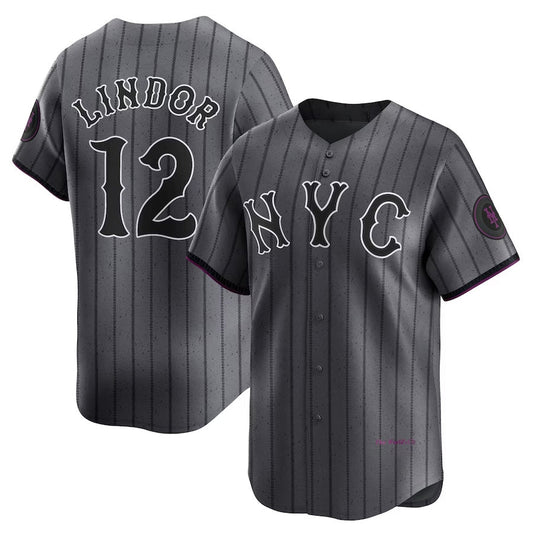 New York Mets #12 Francisco Lindor Graphite 2024 City Connect Limited Player Jersey Baseball Jerseys