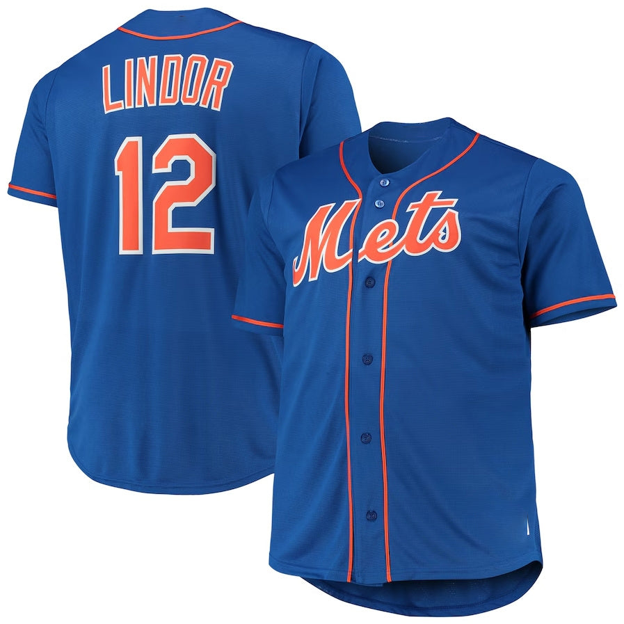 New York Mets #12 Francisco Lindor Royal Big & Tall Replica Player Jersey Baseball Jerseys