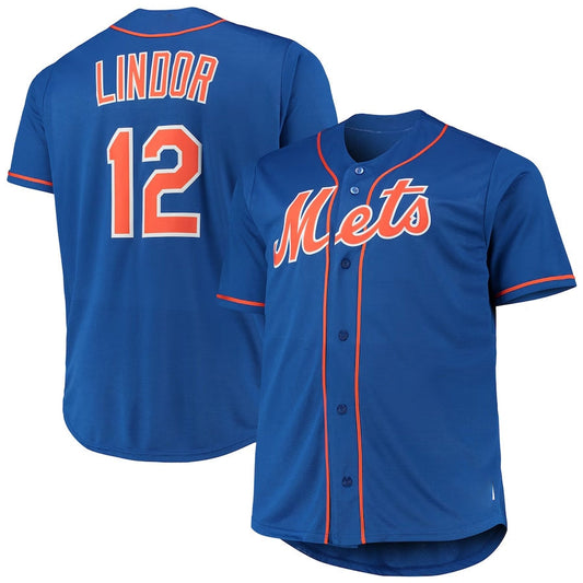 New York Mets #12 Francisco Lindor Royal Big & Tall Replica Player Jersey Baseball Jerseys