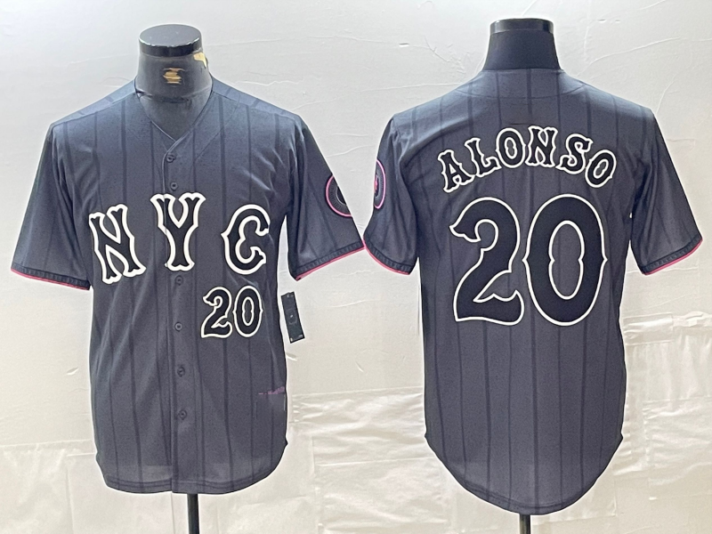 New York Mets #20 Pete Alonso Number Grey 2024 City Connect Cool Base Stitched Baseball Jerseys