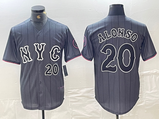 New York Mets #20 Pete Alonso Number Grey 2024 City Connect Cool Base Stitched Baseball Jerseys