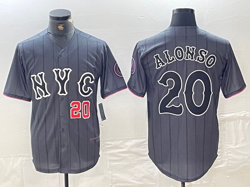 New York Mets #20 Pete Alonso Number Grey 2024 City Connect Cool Base Stitched Baseball Jerseys