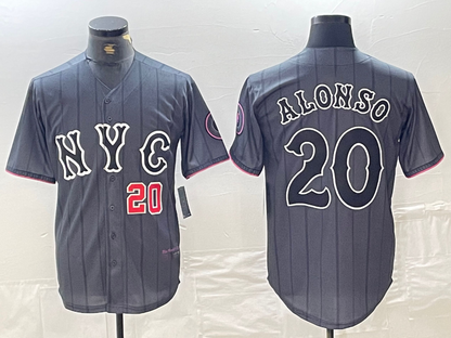 New York Mets #20 Pete Alonso Number Grey 2024 City Connect Cool Base Stitched Baseball Jerseys