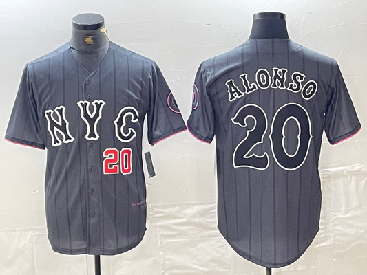 New York Mets #20 Pete Alonso Number Grey 2024 City Connect Cool Base Stitched Baseball Jerseys