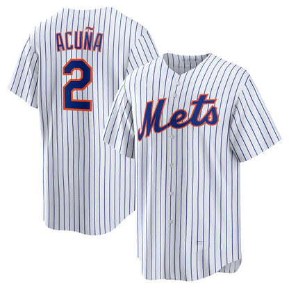 New York Mets #2 Luisangel Acuña Home Replica Player Jersey - White Stitched Baseball Jersey