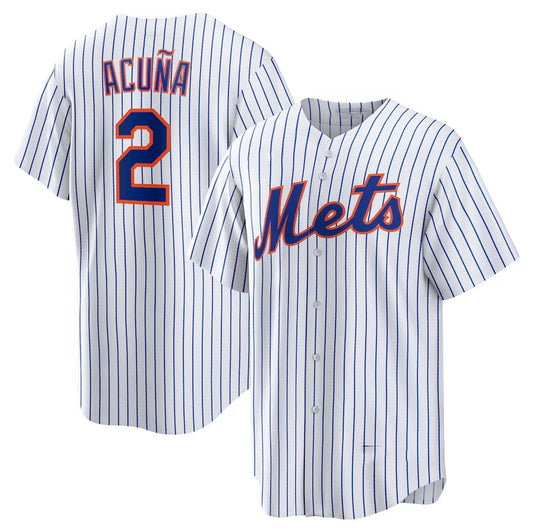 New York Mets #2 Luisangel Acuña Home Replica Player Jersey - White Stitched Baseball Jersey